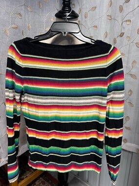Ralph Lauren Black Multicolor Striped Knit Top